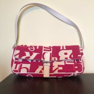 Burberry Monogrammed Pink and White Canvas Bag